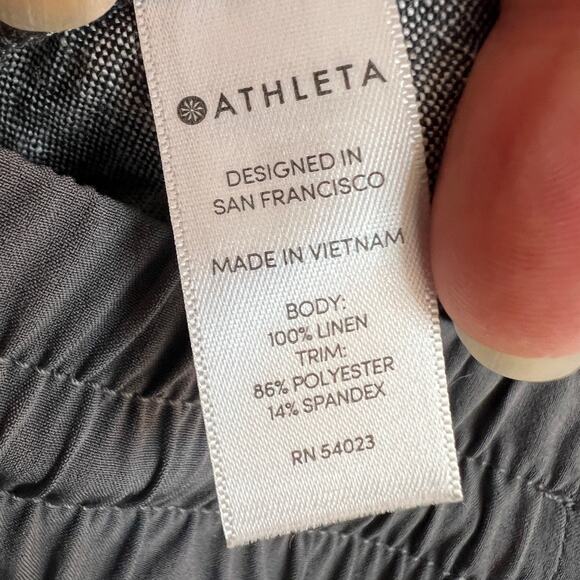 Athleta Bali Linen Ankle Pants Sz 2 Gray Pull On Drawstring Straight Crop 211388 - Picture 8 of 13